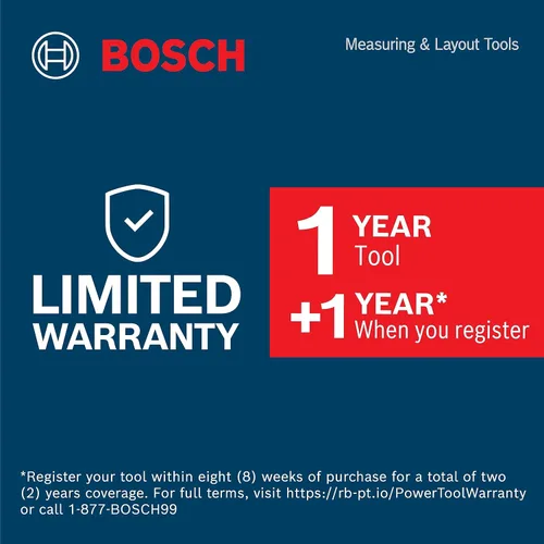 Vista 13 de Bosch GLL50-20 - Láser autonivelante de línea cruzada de 50 pies, incluye soporte magnético integrado y 2 pilas AA