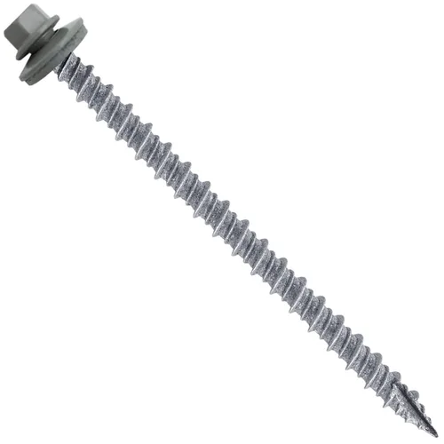 Vista 9 de Tornillos para techos de metal #10: (250) Tornillos x 3 "ABC GRIS Tornillo de techo de chapa de metal para techo. Tornillos de metal