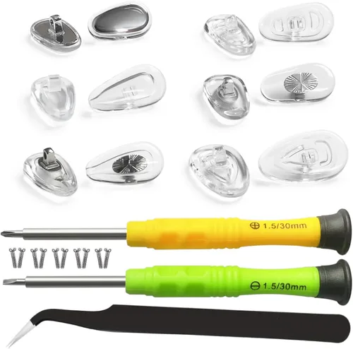 PTSLKHN Almohadillas de nariz atornilladas, kit de repuesto de almohadillas de nariz para gafas, 12 pares de almohadillas de nariz de silicona suave