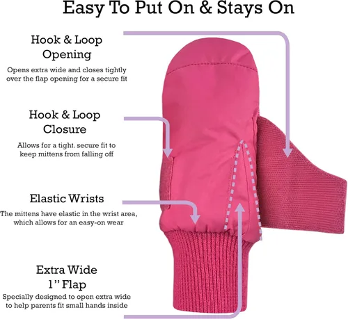 Vista 3 de N'Ice Caps - Manoplas impermeables con Thinsulate, para bebés o niños pequeños, manoplas de nieve, para el invierno, fáciles de poner