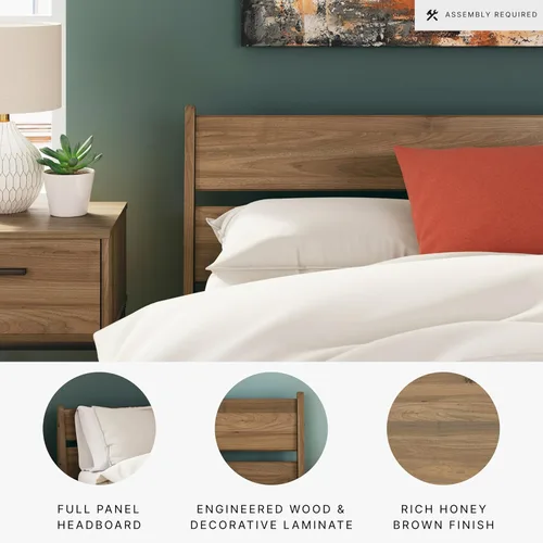 Vista 71 de Signature Design by Ashley Socalle - Cabecero completo, con listones abiertos, color beige natural