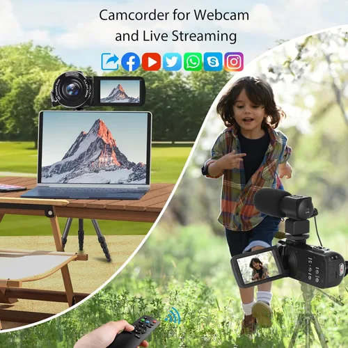 Vista 5 de Videocámara, videocámara 8K de 48 MP 15FPS UHD con Wi-Fi, cámara para vlogging con visión nocturna IR para YouTube, pantalla táctil de 3" con zoom