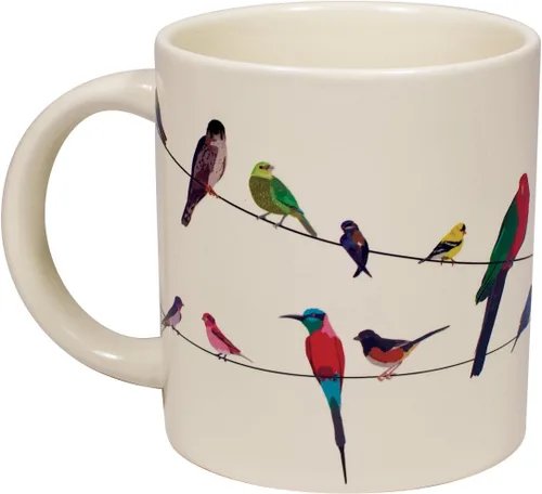 Vista 6 de The Unemployed Philosophers Guild Birds on a Wire Heat Changing Mug - Add Coffee and Colorful Birds Appear, Comes in a Fun Box