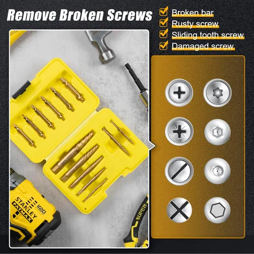 Vista 7 de TOPEC Juego de Extractor de Tornillos Pequeños, 13 Piezas Herramienta de Extracción de Tornillos Dañados, Kit HSS 6542 Easy Out para Sujetadores