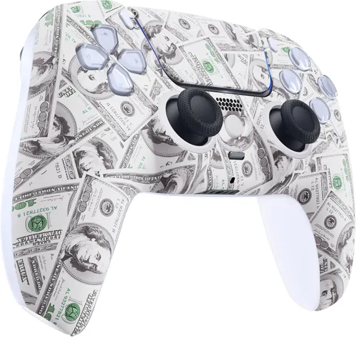 Vista 7 de eXtremeRate Luna Redesigned Front Shell Touchpad Compatible with ps5 Controller BDM-010 020 030 040 050, The 100 Cash Money Replacement Faceplate