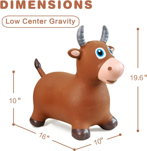 HotMax Juguetes de Caballo Saltarín Toro Saltador, Saltador de Animal Inflable para Niños Pequeños o Niños, Juguetes de Granja de Salto Montables