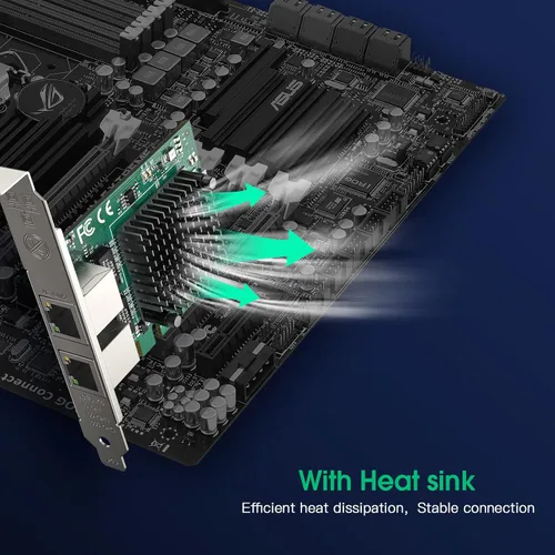 Vista 4 de Tarjeta de red convergente Gigabit Ethernet 1G, tarjeta de red de servidor de puerto RJ45 dual con chipset Intel 82571 adaptador Ethernet tarjeta