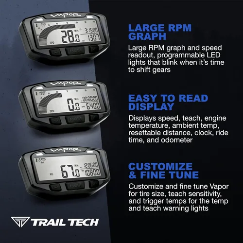 Vista 3 de Trail Tech 752-113 Kit de medidor de tacómetro de velocímetro digital de vapor, Suzuki SV650 1999-2017