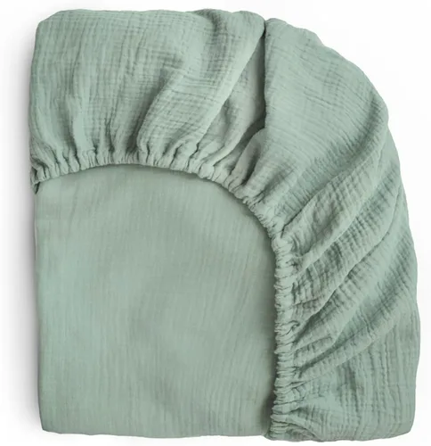 Vista 25 de mushie Sábana bajera ajustable de muselina extra suave para cuna, 192 hilos, 28 x 52 pulgadas (azul bebé)