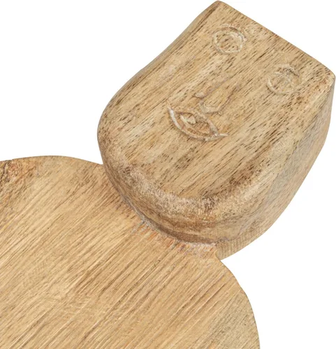 Vista 5 de Creative Co-Op Large Hand-Carved Mango Wood Cheese Slicer and Cutting Board with Face Handle Design and Combed Finish, Natural