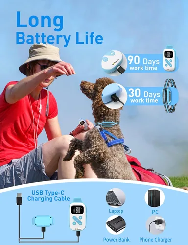 Vista 5 de Collar de entrenamiento para perros sin golpes, collar vibrante para perro con control remoto de 2800 pies, collar de vibración para cachorros