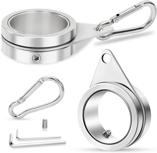 Vista 9 de REERON Clips de anillos para asta de bandera, 1 pulgada, anillo giratorio de poste de bandera giratorio de 360°, anillos giratorios de aleación