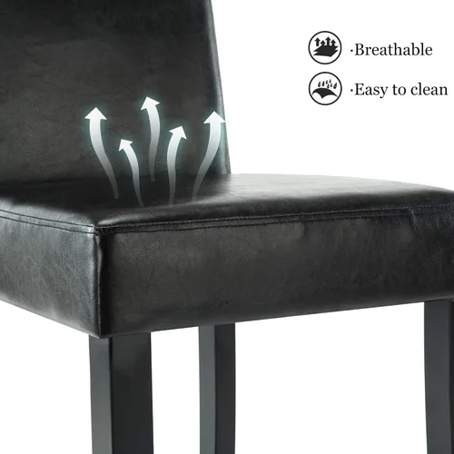 Vista 7 de DAGONHIL Dining Chairs Set of 2 PU Leather Dining Room Chairs, Armless Upholstered Kitchen Chair with Black Solid Wood Legs, Black