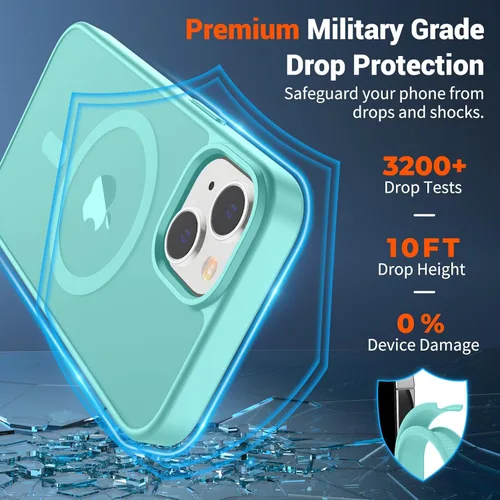 Vista 1201 de SUPFINE - Funda magnética para iPhone 13 Pro Max (compatible con MagSafe), (protección contra caídas de grado militar de 10 pies), delgada, Negro