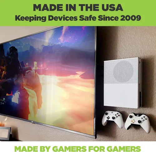 Vista 7 de HIDEit X1S Xbox One S Soporte de pared y 2 Soportes de pared para mando Xbox One S White Bundle HIDEit detrás del televisor o DISPLAYit Fabricado
