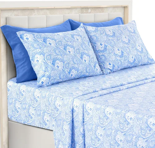 Vista 14 de LDC LUX Décor Colección - Juego de sábanas para cama de tamaño individual con estampado de cachemira – 4 piezas de sábanas de microfibra ultra