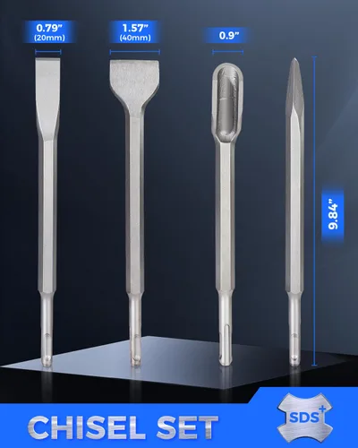 Vista 9 de COMOWARE Juego de brocas de martillo giratorio y cinceles, herramienta de agujero de mampostería de hormigón SDS Plus, 17 piezas con estuche