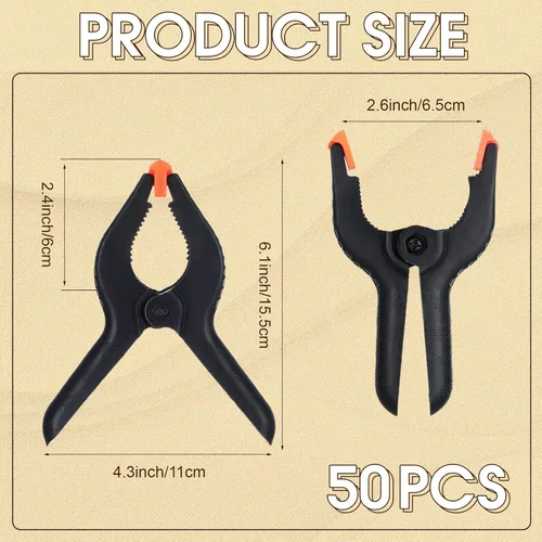 Vista 2 de Tanlade 50 abrazaderas de resorte de 6 pulgadas, clips de resorte resistentes con apertura de mandíbula, abrazaderas de telón de fondo para soporte