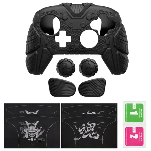 Vista 8 de PlayVital Funda de silicona para Nintendo Switch 2 Pro Controller - Samurai Armor Edition Funda de silicona para controlador Switch 2 Pro con tapas