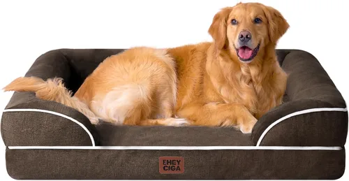 Vista 36 de EHEYCIGA – Cama ortopédica impermeable para perros extragrandes, espuma viscoelástica tipo caja de huevos, bordes elevados y base antideslizante