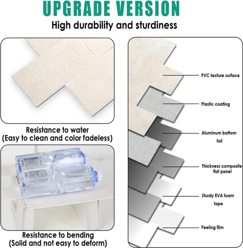 Vista 7 de 5 Sheets Peel and Stick Backsplash Tile with Framed Stick on Wall Tiles for Kitchen, Bathroom, Fireplace, RVs, and more (11.9" X 12.2", Cream Yellow)