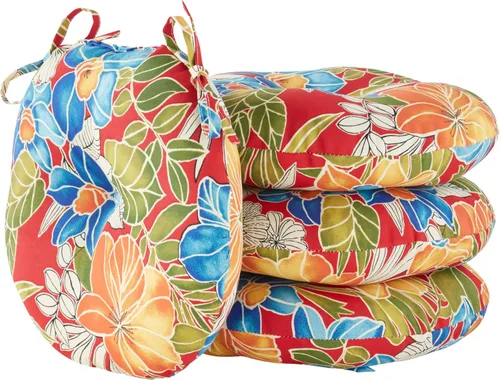 Vista 29 de Greendale Home Fashions Cojín redondo para asiento bistro de 15 pulgadas, 2 unidades (paquete de 1), Adobe Stripe