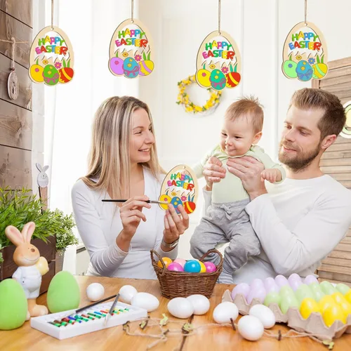 Vista 296 de Adornos de Letras de Madera PAPÁ para Pintar de 7 Pulgadas, Tamaño Grande, Recorte de Papi de Madera para el Día del Padre, DIY en Blanco, Madera