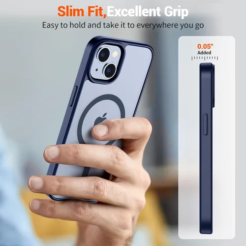 Vista 864 de SUPFINE - Funda magnética para iPhone 13 Pro Max (compatible con MagSafe), (protección contra caídas de grado militar de 10 pies), delgada, Negro