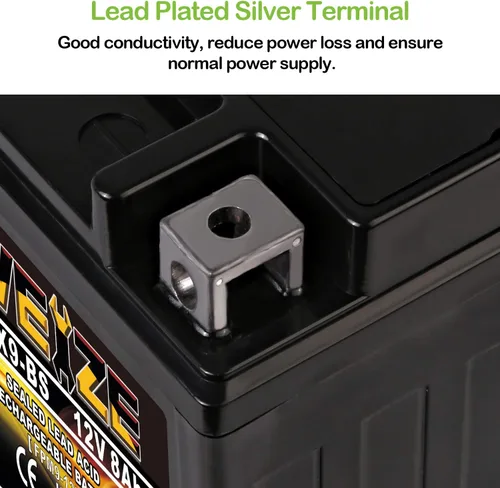 Vista 5 de Weize YTX9-BS - Batería libre de mantenimiento de plomo-ácido para motocicleta, ATV, Honda, Polaris, Suzuki