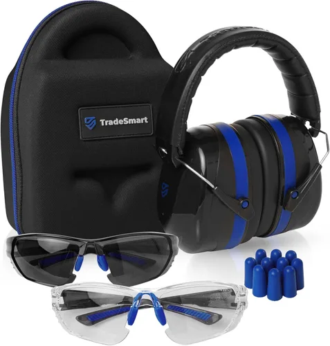 Vista 11 de TradeSmart All-in-One Shooting Ear Protection - Comfort+ NRR 28 Earmuffs, Glasses & Earplugs + Carry Case