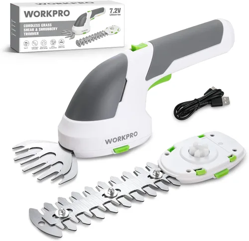 Vista 8 de WORKPRO - Cizalla manual 2 en 1 para césped, setos y arbustos, inalámbrica, de 7.2 V, cizalla eléctrica con batería de litio recargable, incluye