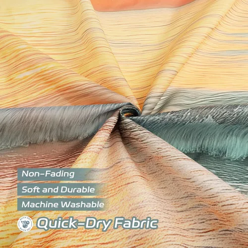 Vista 4 de Beach Ocean Shower Curtain Blue Rustic Barn Door Bathroom Curtain Set Decors for Home Polyester Waterproof Fabric, 72×72 in with Hook