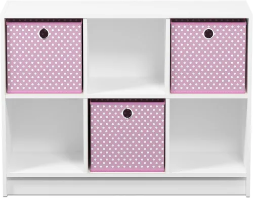 Vista 7 de Furinno 99940WH/LBL Basic 3 x 2 estantería de almacenamiento cúbico, color blanco y azul claro, Madera, blanco/rosa claro