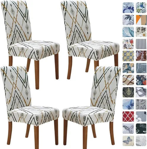 Vista 30 de SPRINGRICO Juego de 4 fundas para sillas de comedor, fundas elásticas para sillas de comedor, de elastano lavables, fundas para sillas Parsons