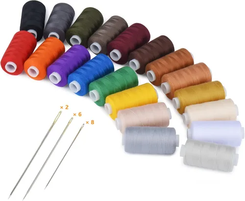 Vista 7 de Simthread Hilo multiusos de poliéster de 20 colores, 400 yardas cada uno con 16 agujas para coser a mano, e hilo para acolchado, ensamblaje
