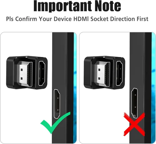 Vista 5 de AGVEE Paquete de 1 adaptador HDMI macho a HDMI hembra en ángulo de 180 grados, en forma de U 8K a 60HZ, convertidor de conector extensor