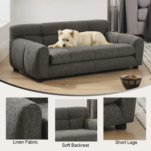 Vista 7 de Sofá elevado para perros pequeños a medianos, sofá cama de espuma viscoelástica para perros con cojín acogedor extraíble, sofá para mascotas