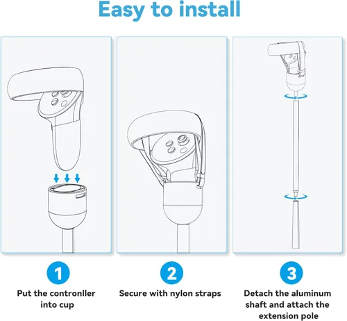 Vista 3 de DGPCT VR Golf Club Compatible with MetaOculus Quest 2, Adjustable Length VR Golf Handle, VR Golf Acccessory for Meta Golf