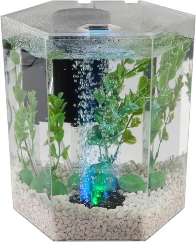 Vista 4 de Tetra 29040 Kit de acuario hexagonal con burbujero LED, 1 galón