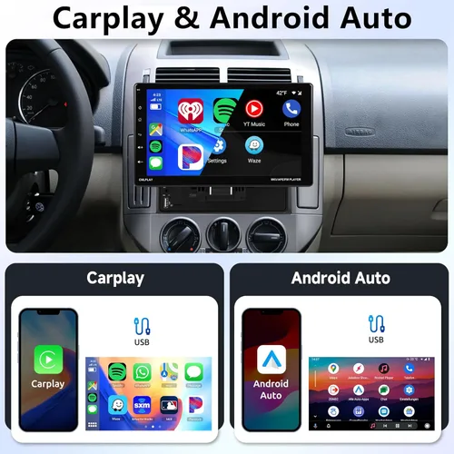 Vista 2 de Rimoody - Pantalla táctil de 9 pulgadas con pantalla táctil DIN para coche, estéreo con Android Auto, radio desmontable para automóvil con Bluetooth