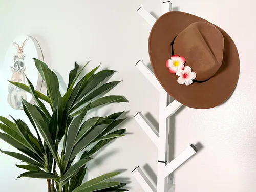 Vista 3 de Premium Racks - Perchero para abrigo y sombrero, diseño moderno, montado en la pared, elegante, blanco