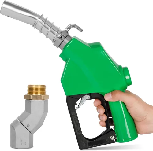 Vista 9 de Azdele Boquilla de combustible automática NPT de 1 pulgada y gancho, mango de bomba de gas diesel, 19/16 "(OD = 1.181 in) flujo máximo 30 GPM