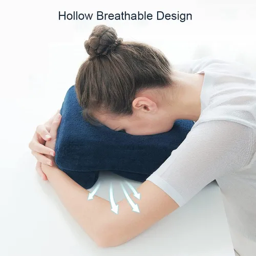 Vista 2 de Almohada de almohada para dormir de oficina para siesta de escritorio, almohada de siesta boca abajo con diseño de agujero brethable, almohada