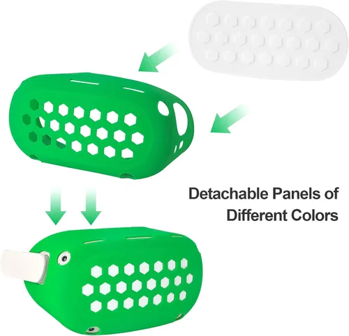 Vista 6 de TOMSIN Cubierta facial de silicona VR cubierta de agarre de cobertura completa cubierta frontal con cubierta de lente protector antitiro con correas
