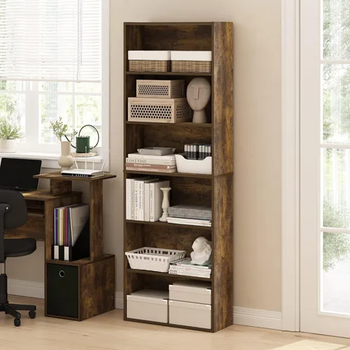 Vista 53 de Furinno Jaya Simply Home Librería abierta de 6 niveles, roble francés