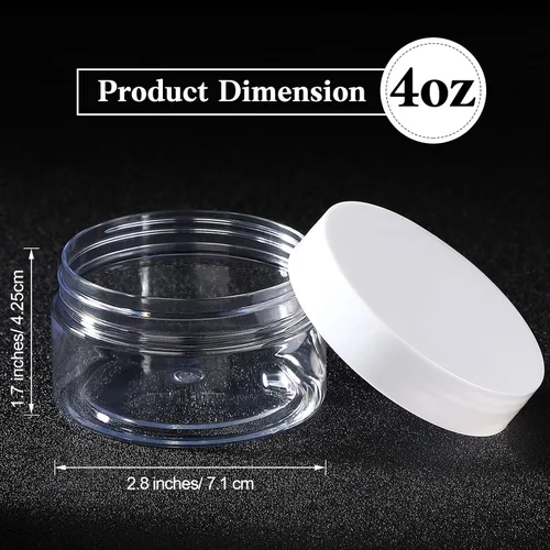 Vista 2 de Patelai 4 piezas de recipientes de plástico transparentes redondos de boca ancha a prueba de fugas con tapas para almacenamiento de viaje