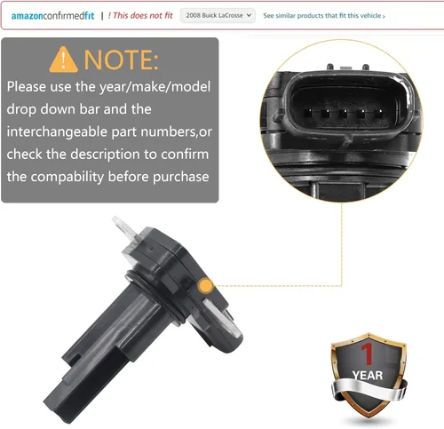 Vista 6 de Sensor de flujo de masa de aire MAF Compatible con Lexus ES350 2007-2012; Toyota Avalon 2005-2012; Camry 2007-2011; Highlander 2008-2013; Sienna