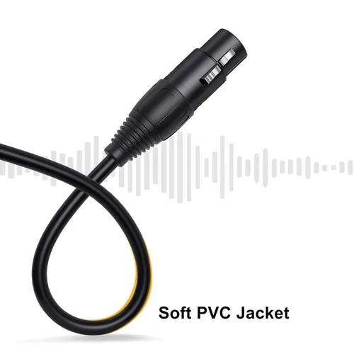 Vista 4 de CableCreation Divisor XLR equilibrado de 1 pie, 2 X LR macho a XL R hembra, micrófono de 3 pines y cable de micrófono X L R Split 1 hembra a 2 macho