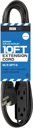Vista 16 de IRON FORGE CABLE Cable de extensión de enchufe plano con 3 tomas, 0.91 m (3 pies) en color negro - Cable de extensión para interior con 3 tomas