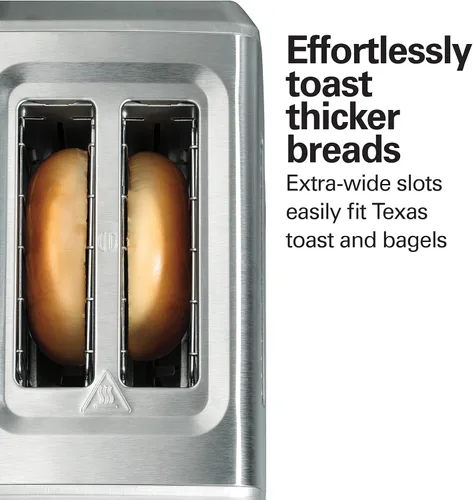 Vista 3 de Hamilton Beach Tostadora de 2 ranuras con ranuras extra anchas, ajuste de bagel, función de expulsión de pan tostado, bandeja extraíble